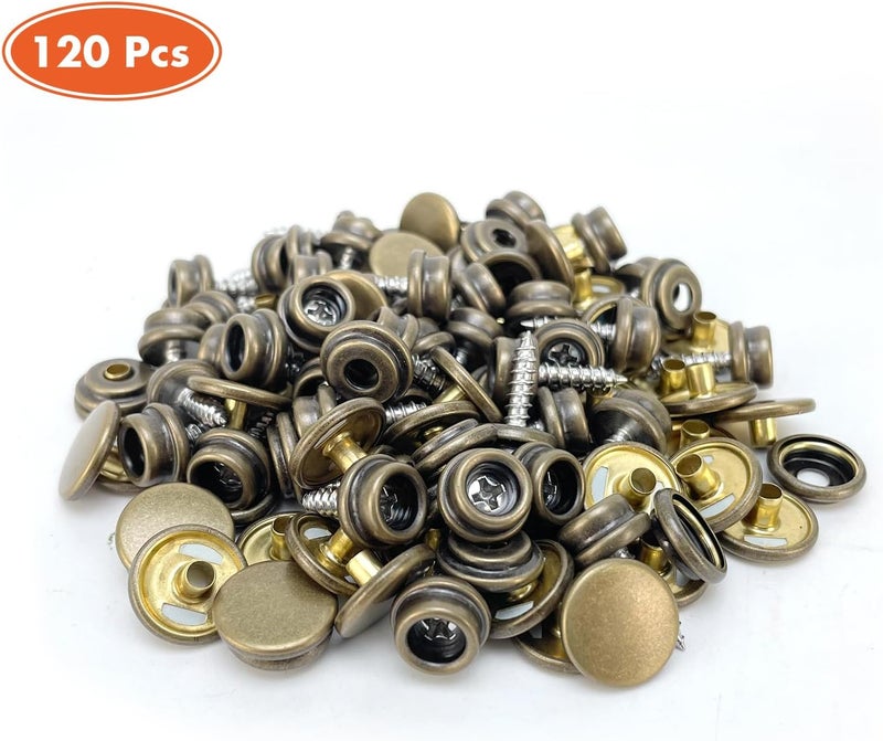 HAPDEN 160 Pcs Snap Buttons, Snap Fasteners Kit 15mm Stainless Steel Snaps Marine Grade Boat Canvas Snaps, 3/8" Socket Metal Snap for Clothing Leather Boat Cover Fabric (Bronze) - Image 2